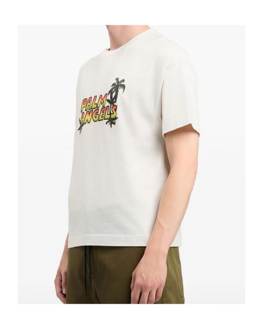 Palm Angels White Logo-Graphic T-Shirt for men