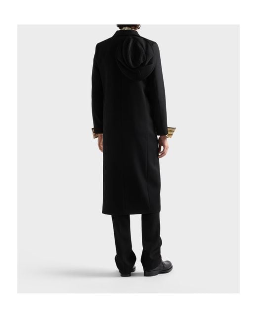 Prada Black Double-Breasted Wool Coat for men