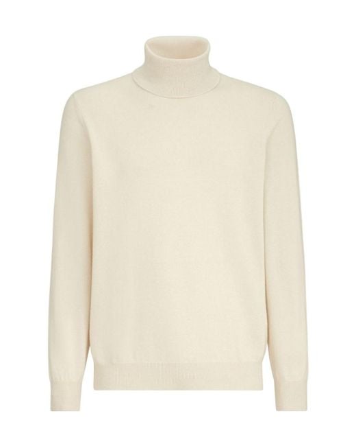 Brunello Cucinelli White Turtleneck Knitted Jumper for men