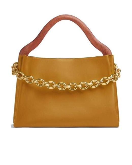 Bottega Veneta Brown Small Chain Wooden Handle Tote Bag