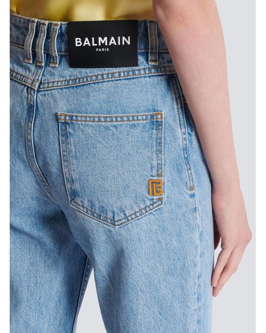 Balmain Blue Denim High-Waisted Jeans