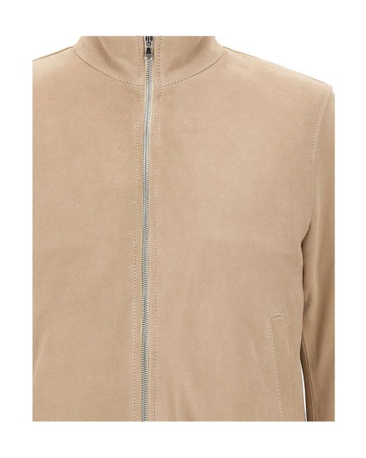 Barba Napoli Natural Long-Sleeve Stand-Collar Zip-Up Jacket for men