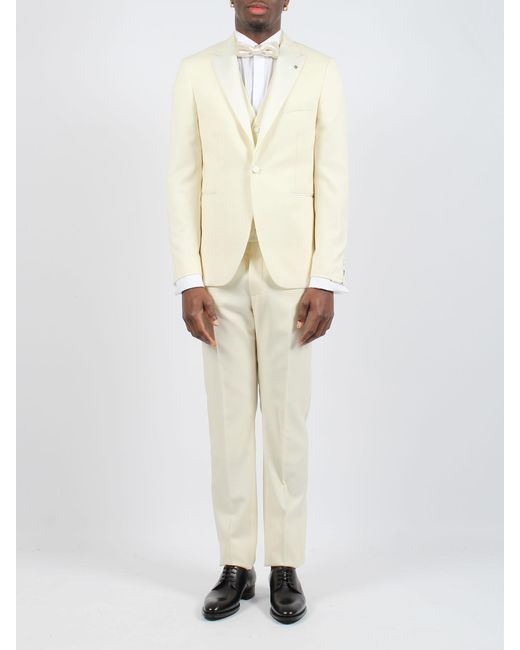 Tagliatore White Single-Breasted Suit Three-Piece Suit for men