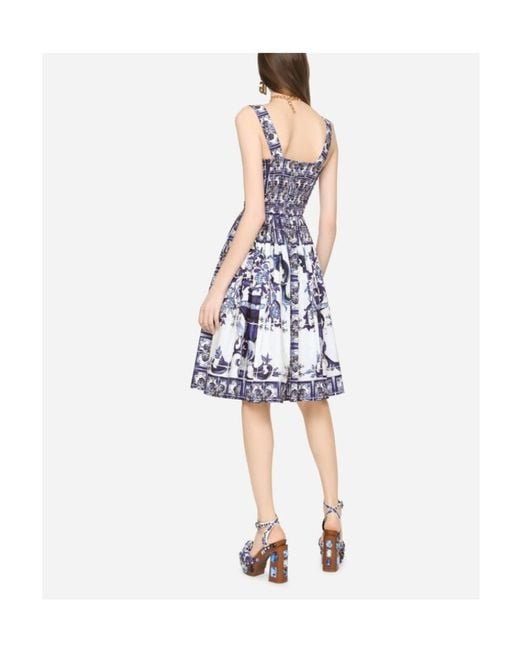 Dolce & Gabbana Blue Midi Corset Dress