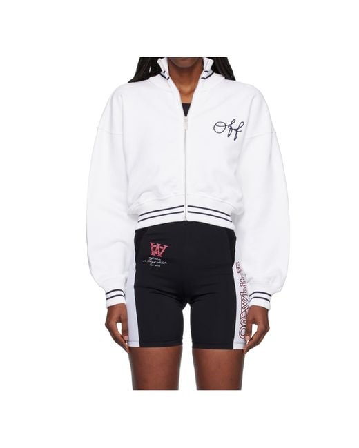 Off-White c/o Virgil Abloh White Logo-Embroidered Striped Bomber Jacket