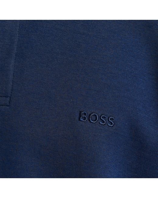 Boss Blue Longsleeve Rugby Polo Shirt for men