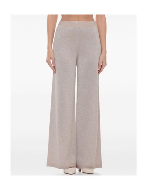 D.exterior Gray Lurex Wide-Leg Pants