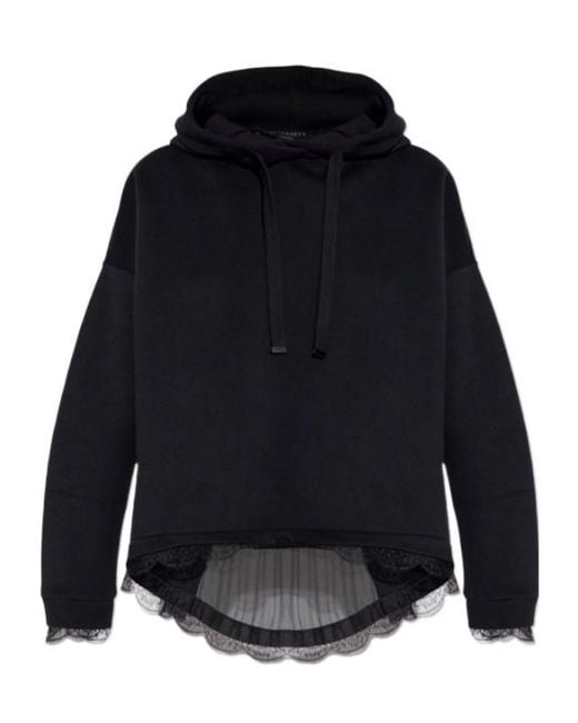 AllSaints Brown Nia Lace Trim Hooded Sweater