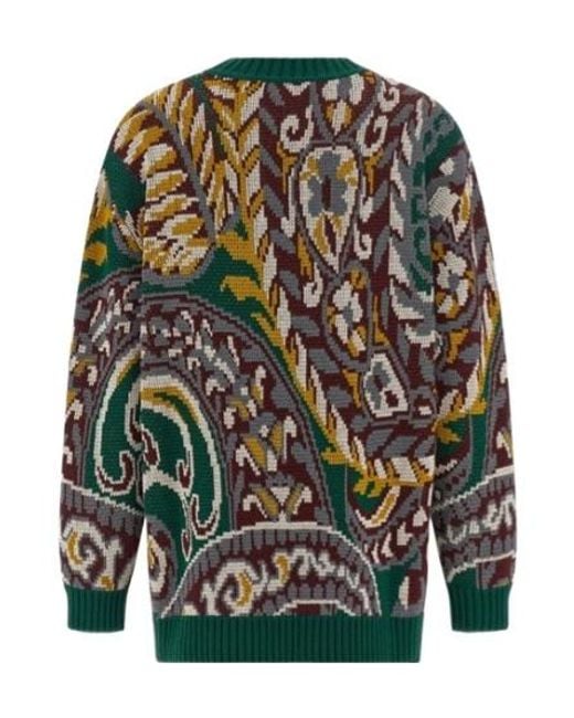 Etro Blue Jacquard Drop Shoulder Jumper