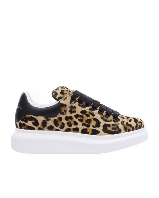 McQueen Brown Oversized Leopard Printed Sneakers