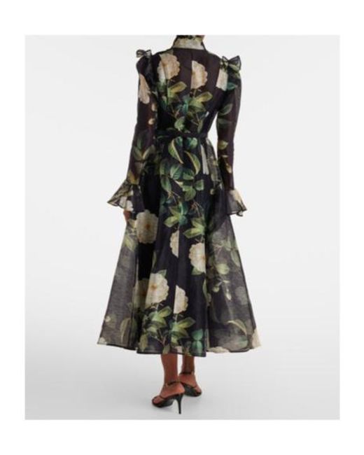 Leo Black Katrina Floral Linen-Blend Midi Dress