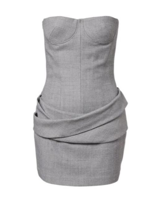 Alex Perry Gray Draped Bustier Dress
