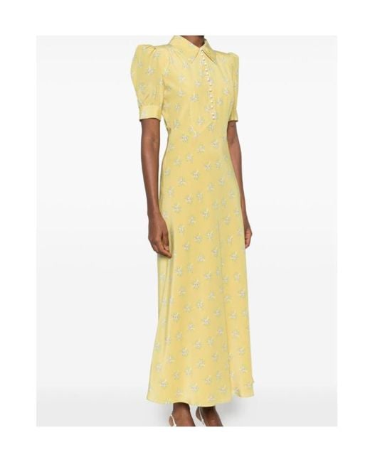 Alessandra Rich Yellow Floral Button-Front Dress