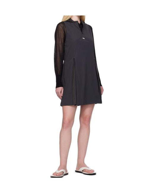 Amomento Black Nylon Hooded Dress