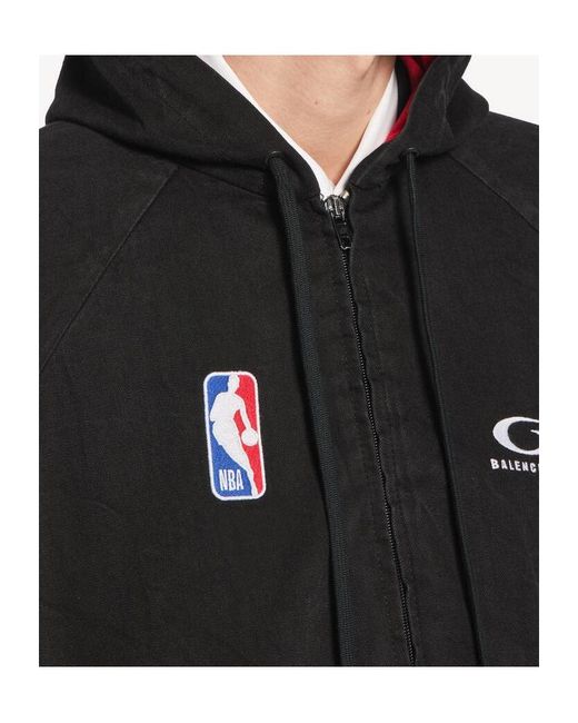 Balenciaga Black Nba Logo Hooded Jacket for men