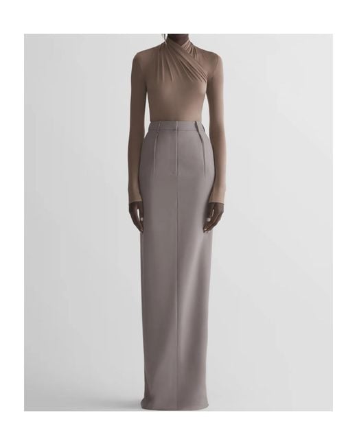 Mugler Brown Draped Long-Sleeve Bodysuit