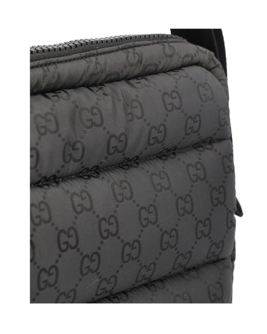 Gucci Black Gg Printed Padded Messenger Bag for men