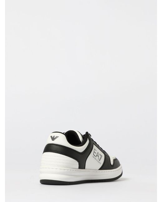 EA7 White Logo Printed Low-Top Sneakers for men