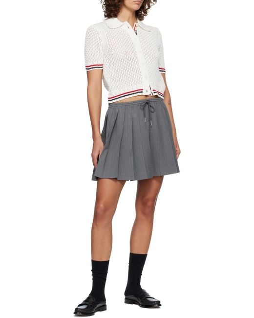 Thom Browne Gray Drawstring Pleated Mini Skirt