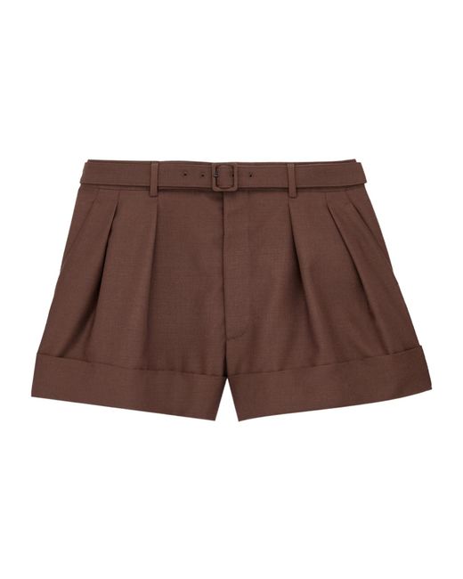 Saint Laurent Brown Belted Tailored Shorts for men