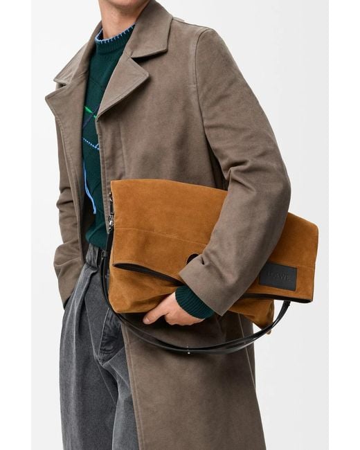 Loewe Brown Bob Folded Tote En Cuir Velours for men