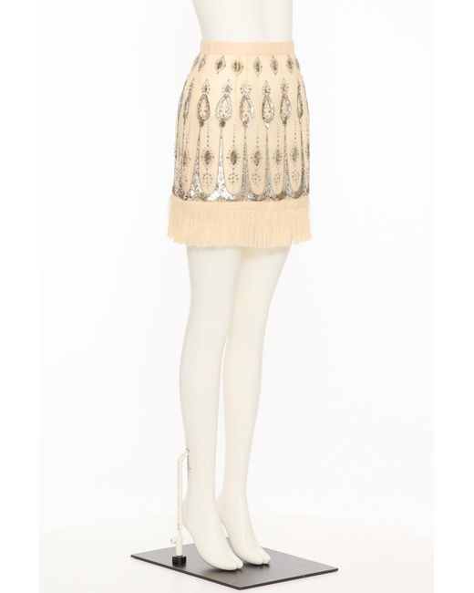 Valentino White Fringed Skirt