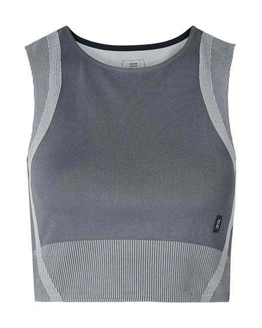 On Shoes Gray Studio Cropped Ribbed Stretch Recycled Tank