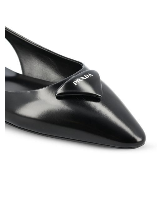 Prada Black Slingback Flat Sandals
