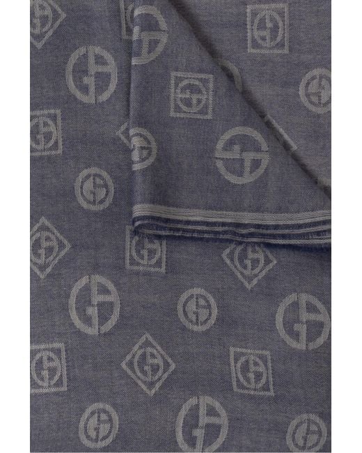 Giorgio Armani Gray Signature Logo Design Scarf for men