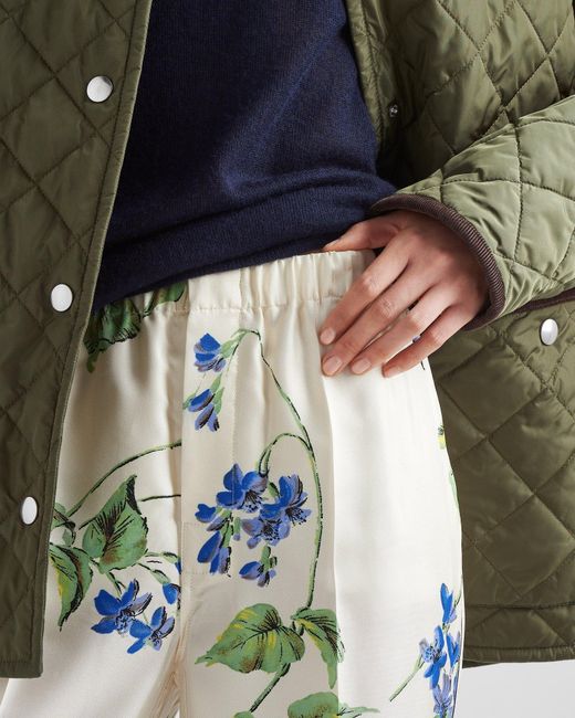 Prada Green Straight-Leg Floral Printed Trousers