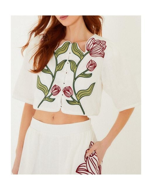 Farm Rio White Floral Top