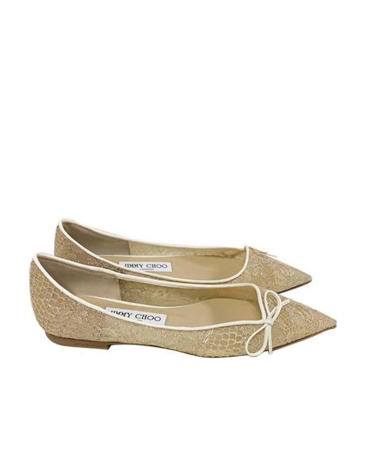 Jimmy Choo Natural Logo Flat Shoes