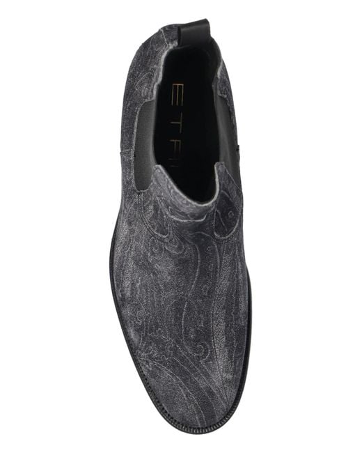 Etro Black Paisley Chelsea Boots for men