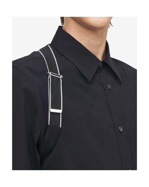 McQueen Blue Harnes Long-Sleeved Shirt for men