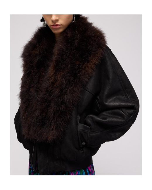 Gucci Black Fuzzy Collar Bomber Jacket