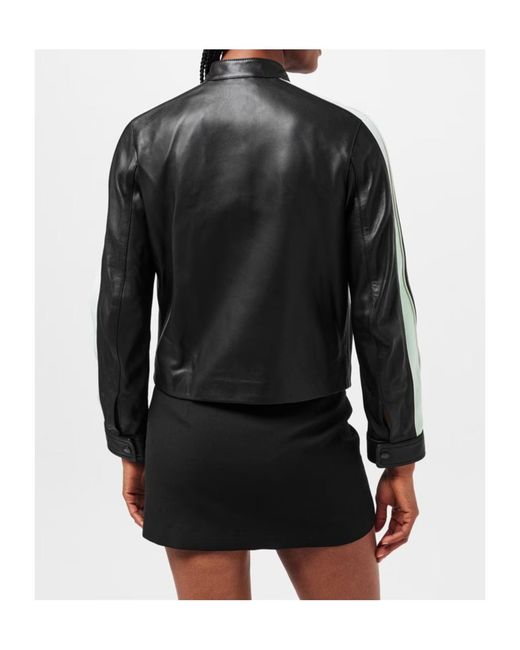 Casablanca Black Logo Zip-Up Leather Jacket