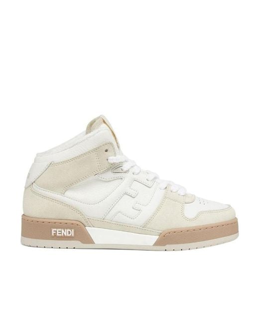 Fendi White Match High-Top Sneakers