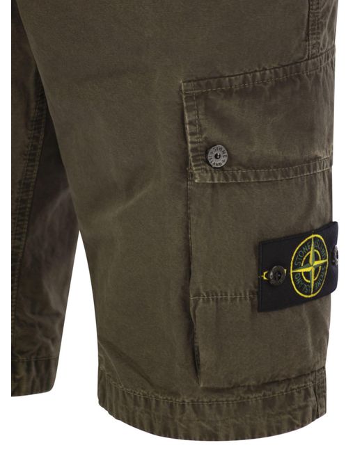 Stone Island Green Compass Patch Bermuda Shorts for men