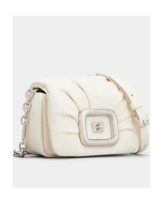 Roger Vivier Natural Logo Engraved Foldover Top Shoulder Bag