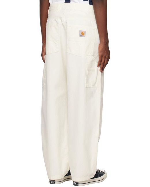Carhartt White Mid-Rise Wide-Leg Jeans for men
