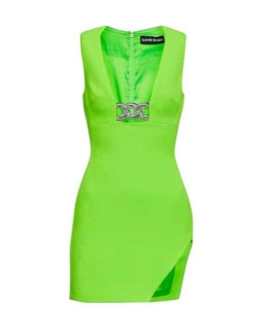 David Koma Green Embellished Asymmetric Minidress