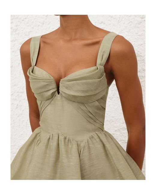 Zimmermann Green Rebellion Drape Mini Dress