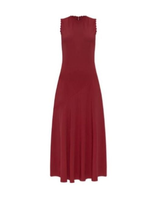 Ulla Johnson Red Scalloped Midi Dress