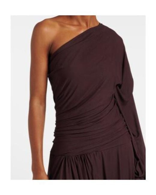 Proenza Schouler Purple Gabri Draped One-Shoulder Jersey Midi Dress