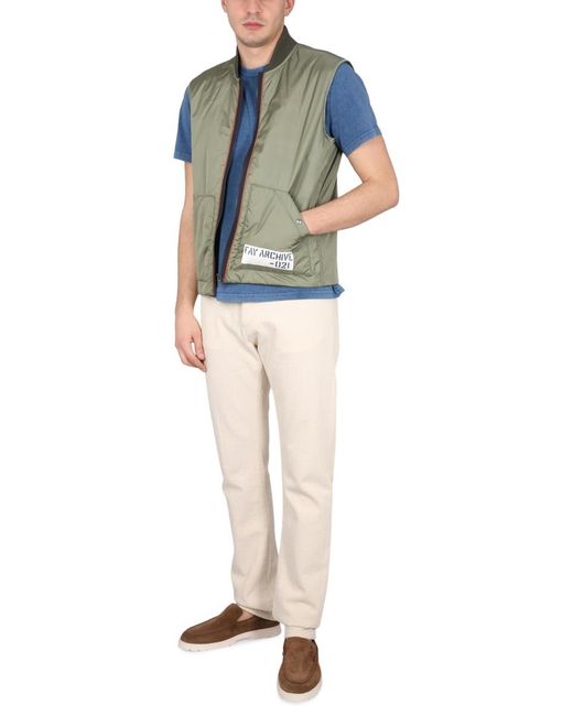 Fay Green Logo-Detailed Zipped Gilet for men