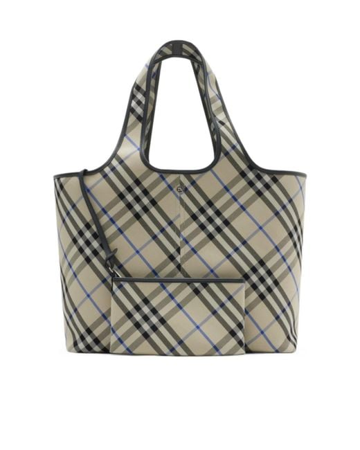 Burberry Metallic Medium Checked Tote Bag