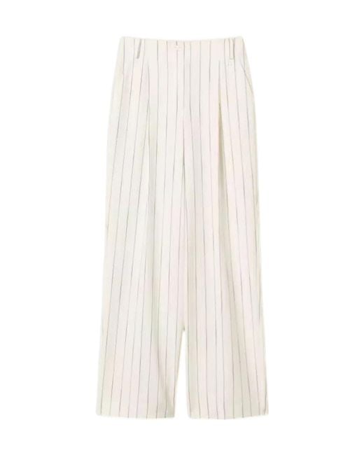Twinset White Pinstripe Palazzo Trousers