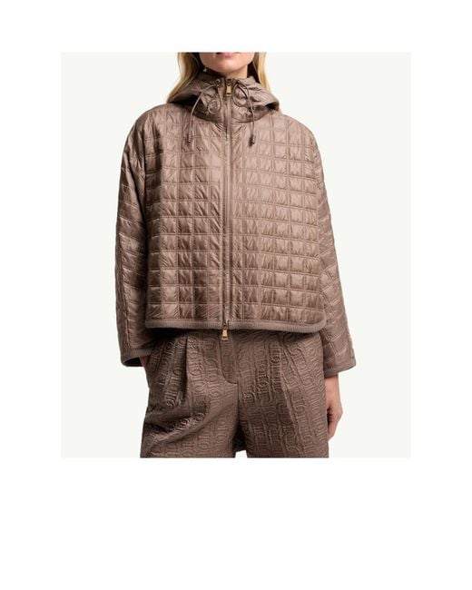 Moncler Brown Hooded Square-Quilted Padded Cape