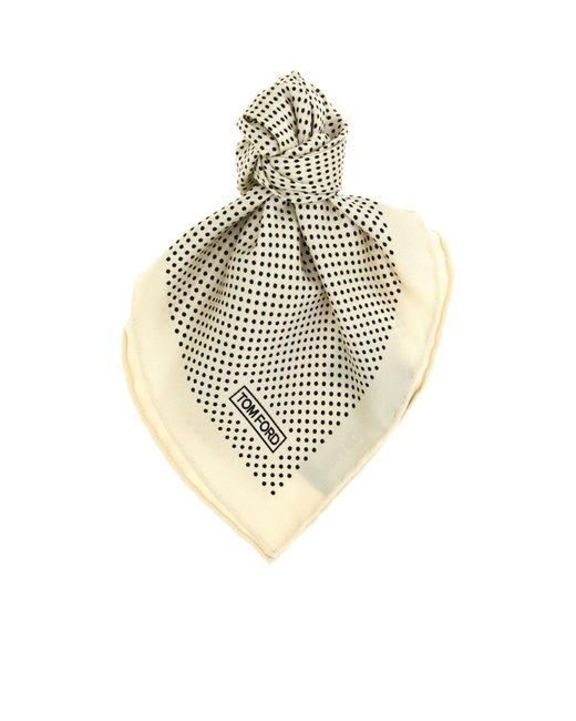 Tom Ford White Dot Printed Square Scarf for men