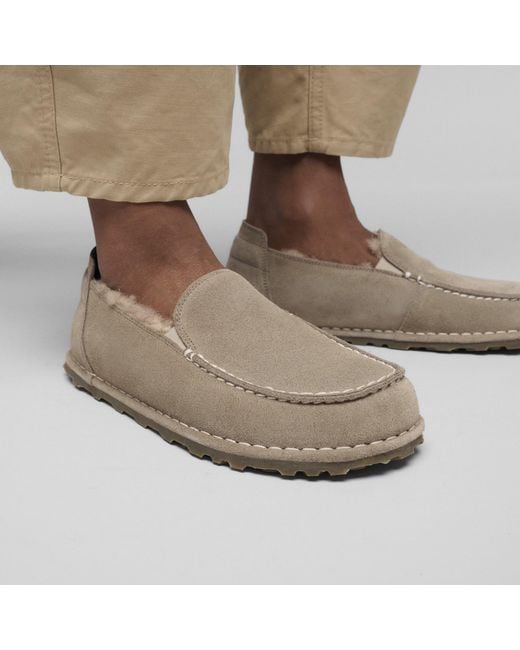 Birkenstock Gray Utti Shearling Suede Loafers